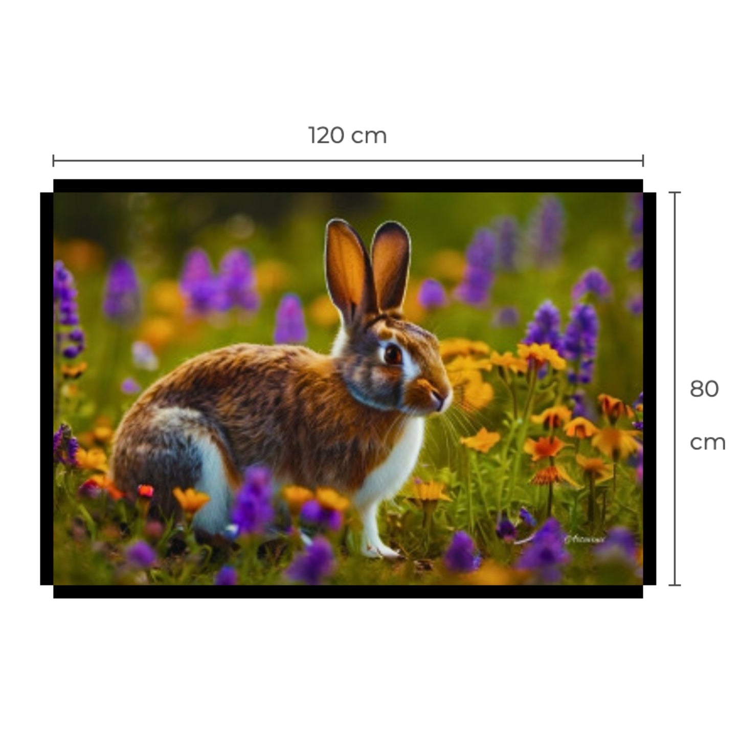 Cute Rabbit in Flower Garden Canvas Art