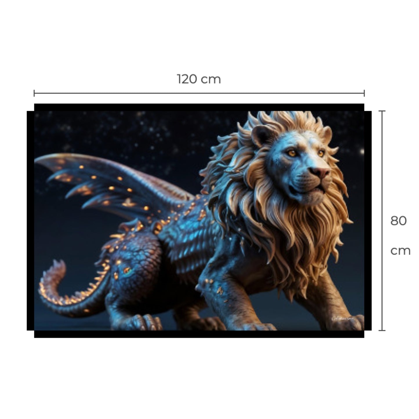 Epic and Huge Winged Mythological Lion Canvas Art Print