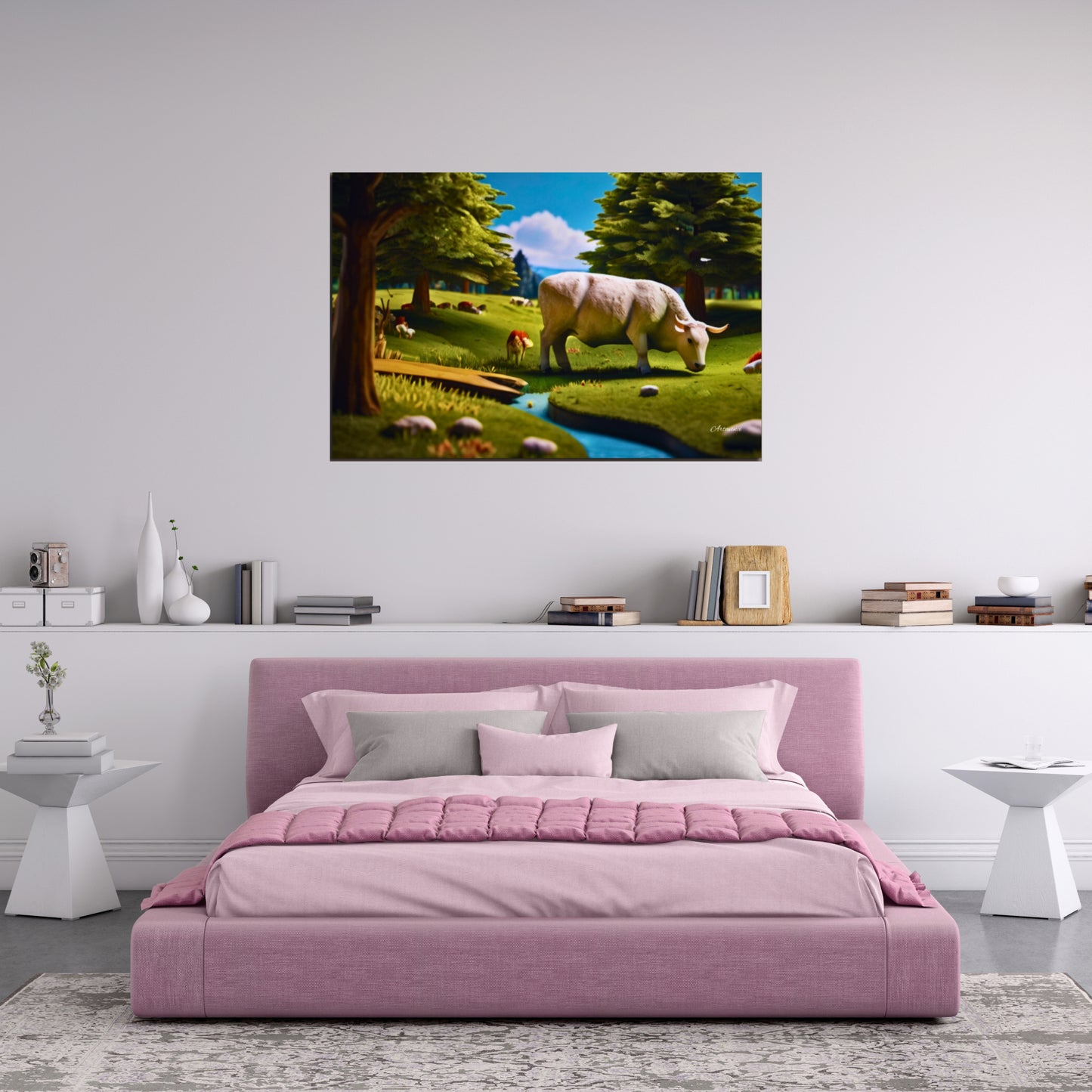 Countryside Cow Farm Art