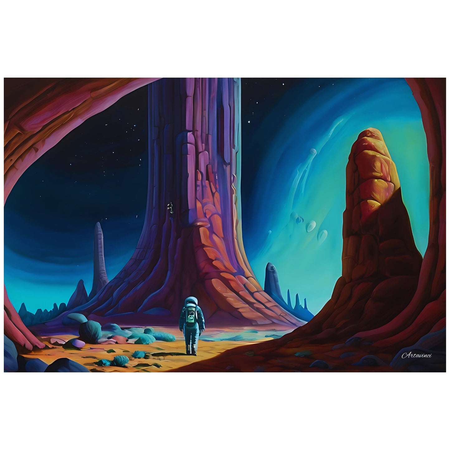 Space Man Astronaut in Space Canvas Art