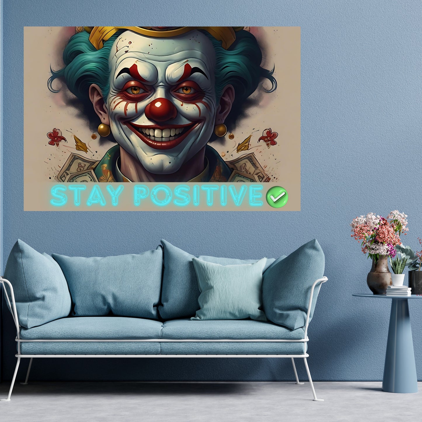 Stay Positive Clown Motivation Canvas Art