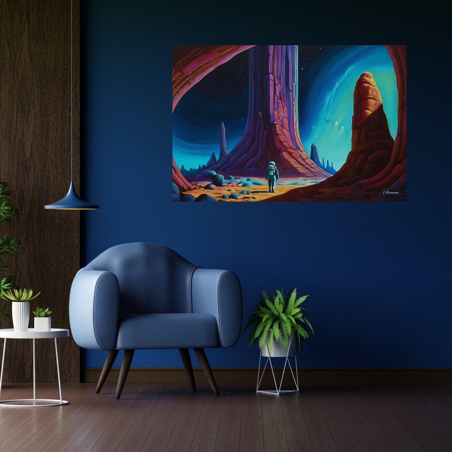 Space Man Astronaut in Space Canvas Art