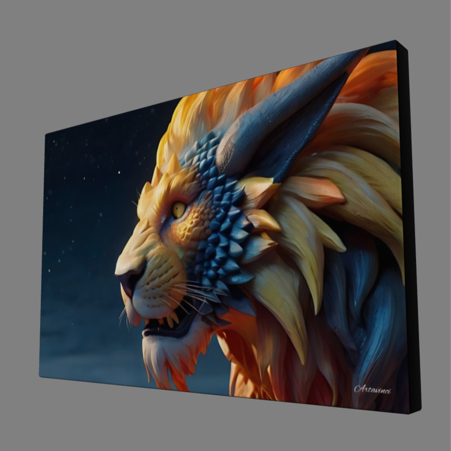 The Hybrid Lion Dragon King Canvas Art