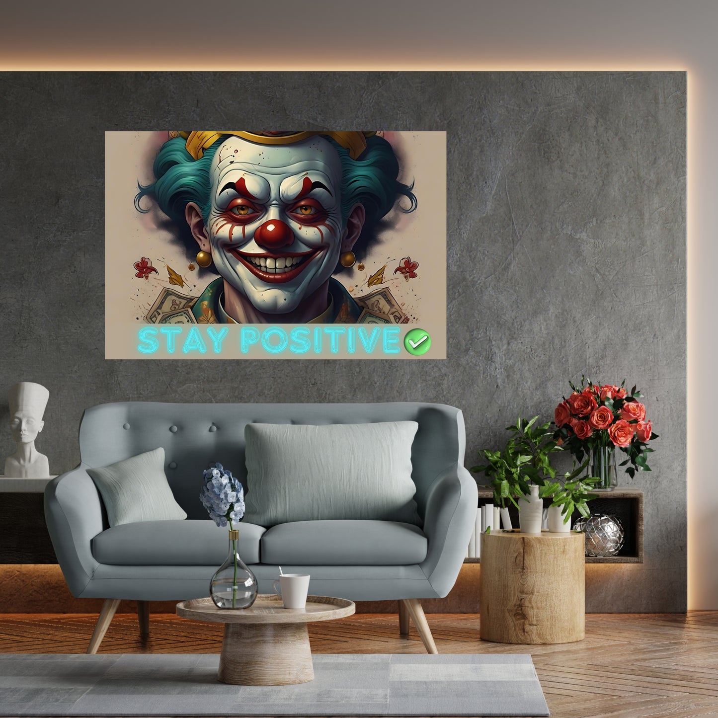 Stay Positive Clown Motivation Canvas Art