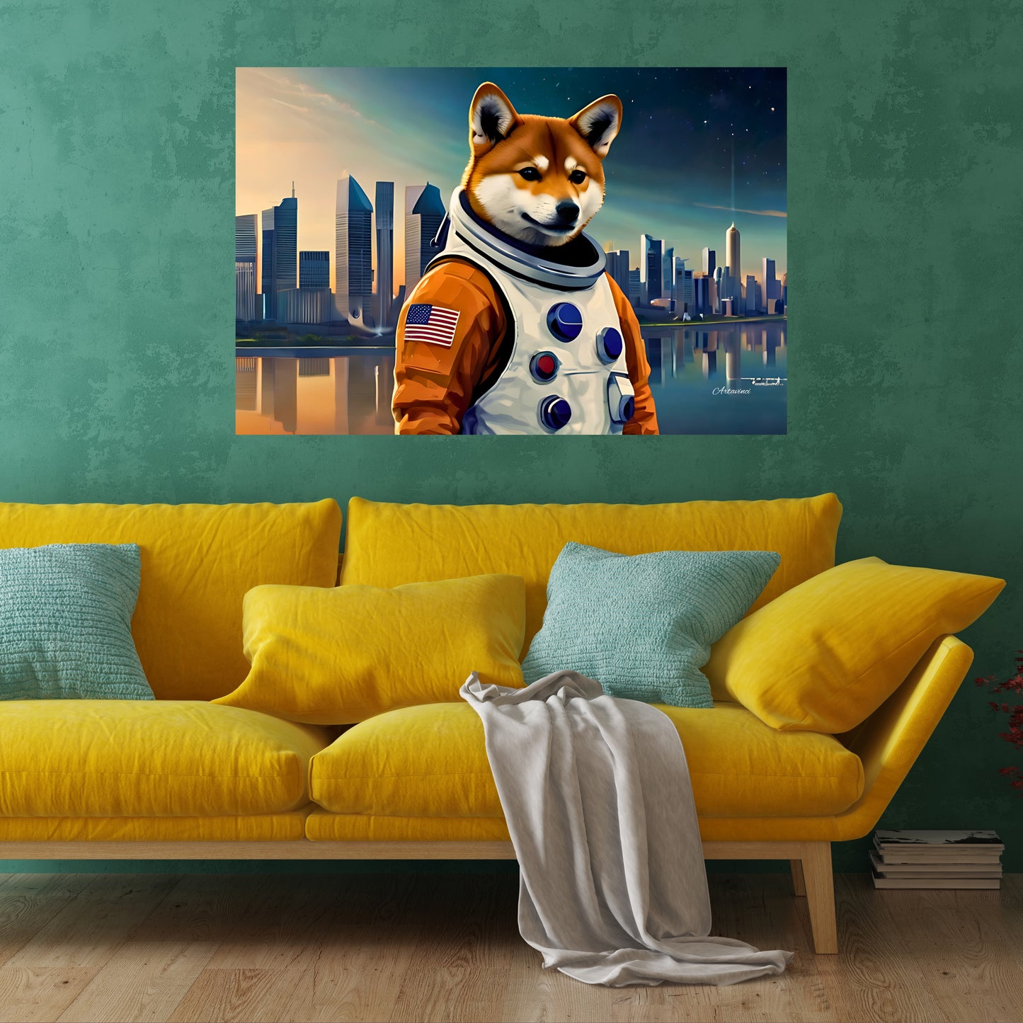 Shiba Inu Astronaut Dog Canvas Art
