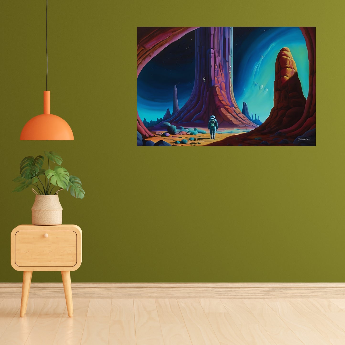 Space Man Astronaut in Space Canvas Art