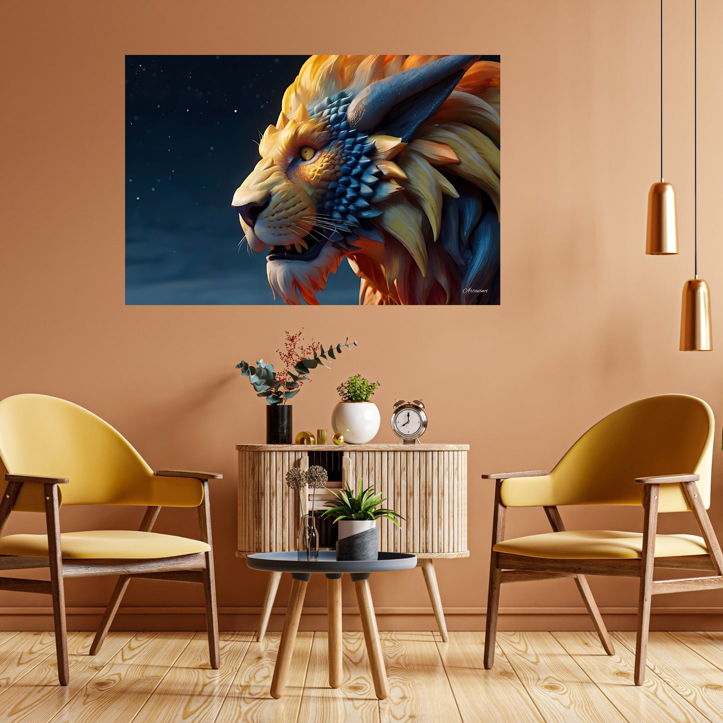 The Hybrid Lion Dragon King Canvas Art