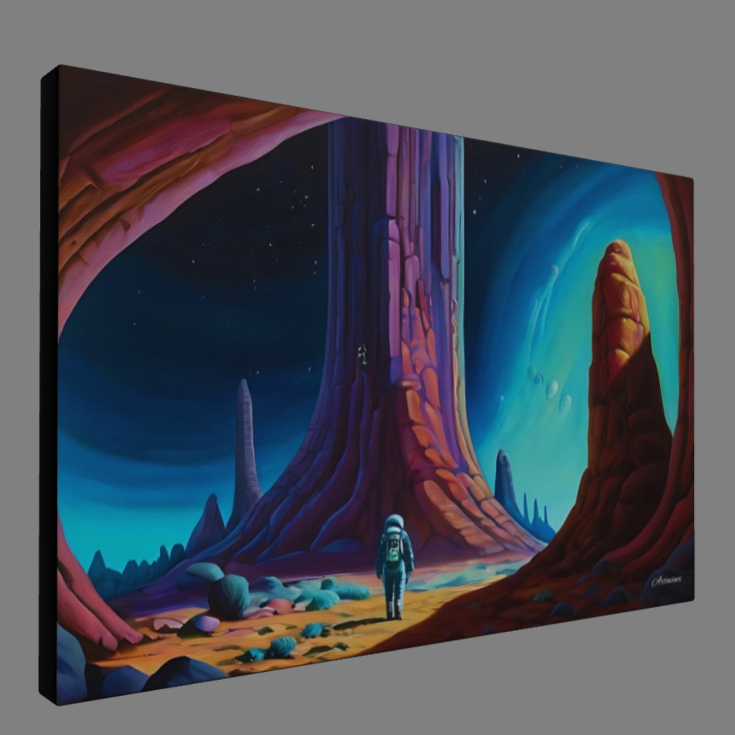 Space Man Astronaut in Space Canvas Art
