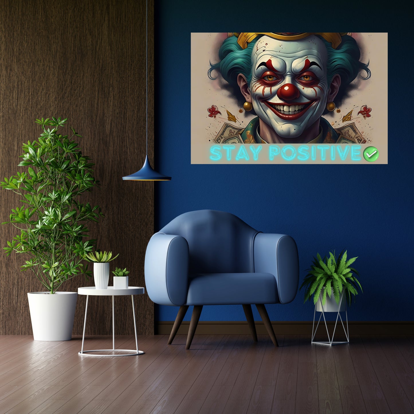 Stay Positive Clown Motivation Canvas Art