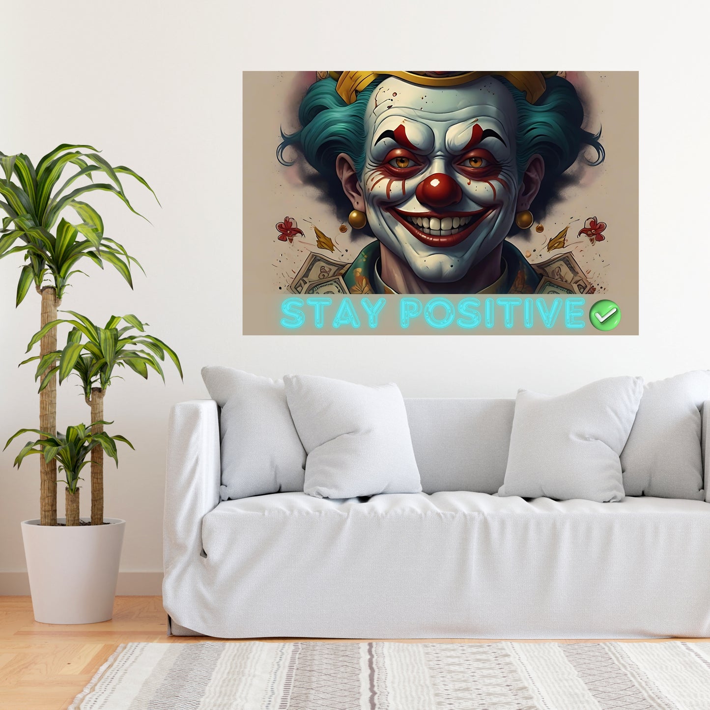 Stay Positive Clown Motivation Canvas Art