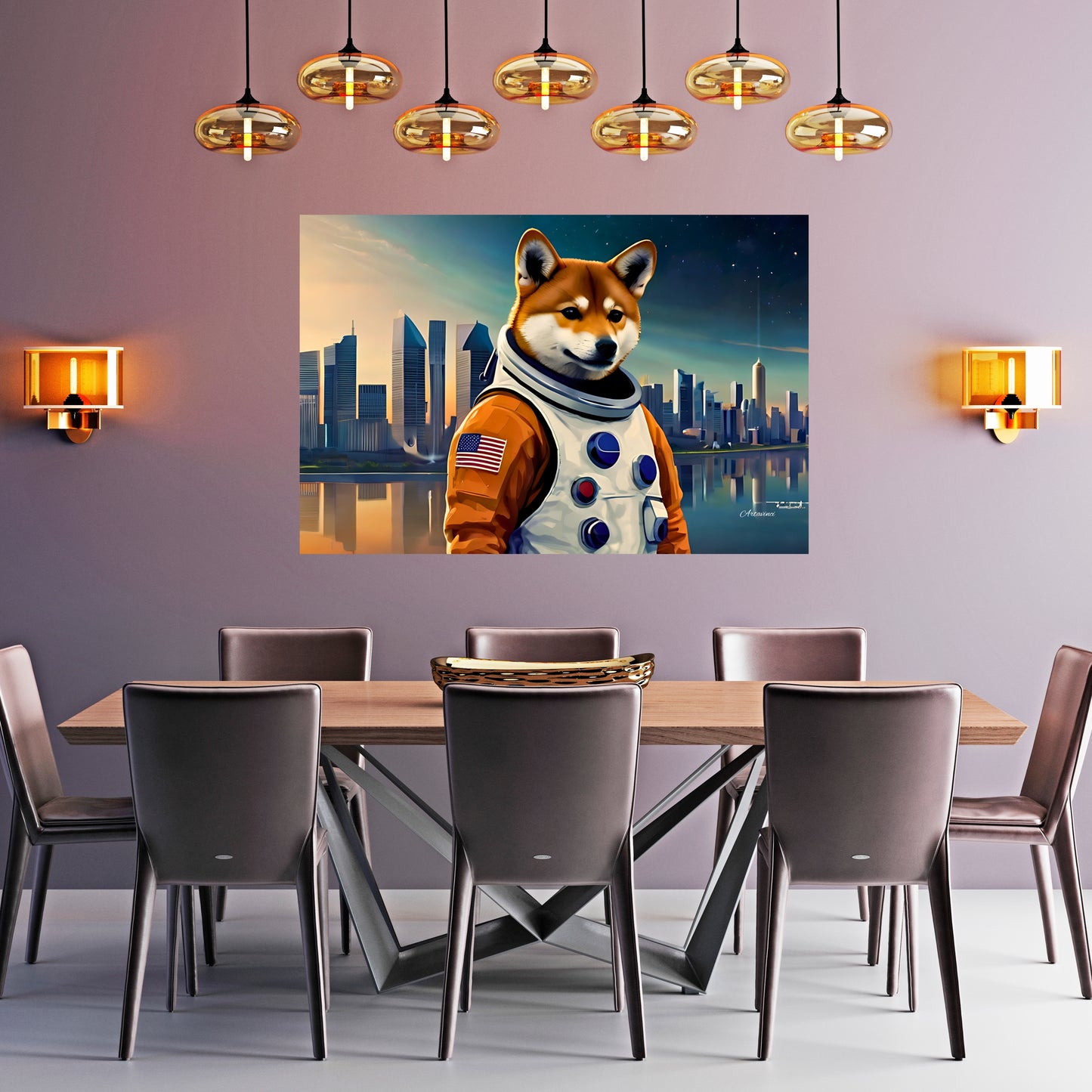 Shiba Inu Astronaut Dog Canvas Art
