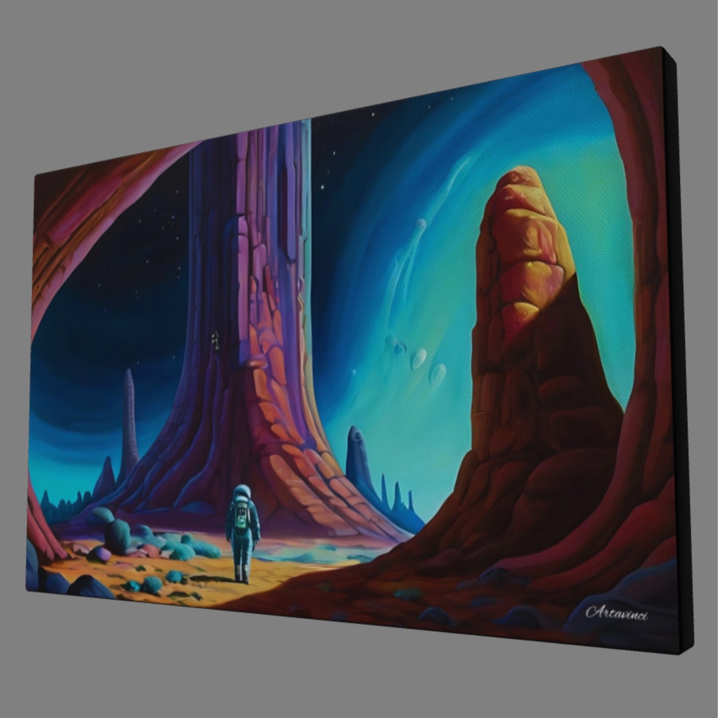 Space Man Astronaut in Space Canvas Art