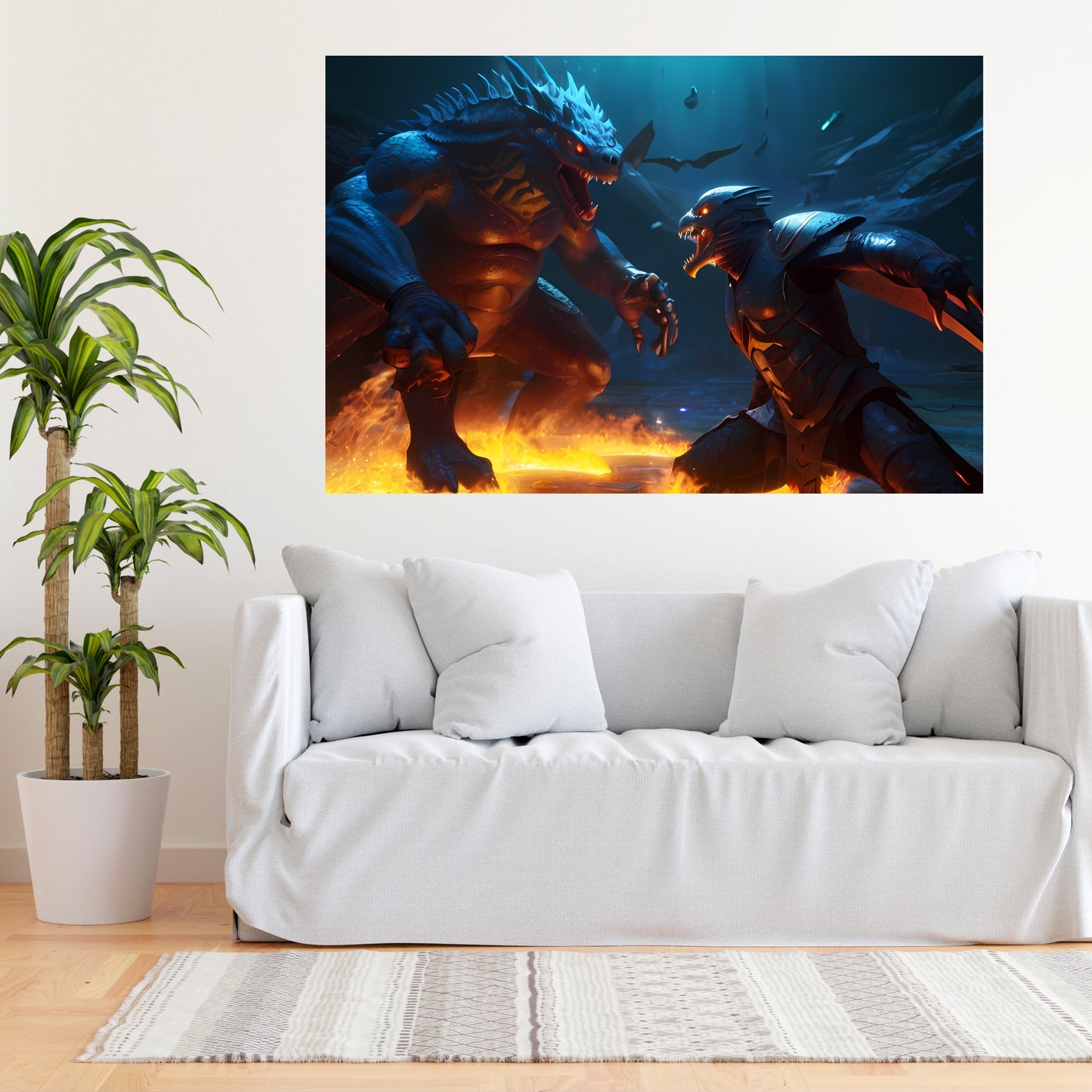 Mythological Creatures Epic Battle Canvas Art