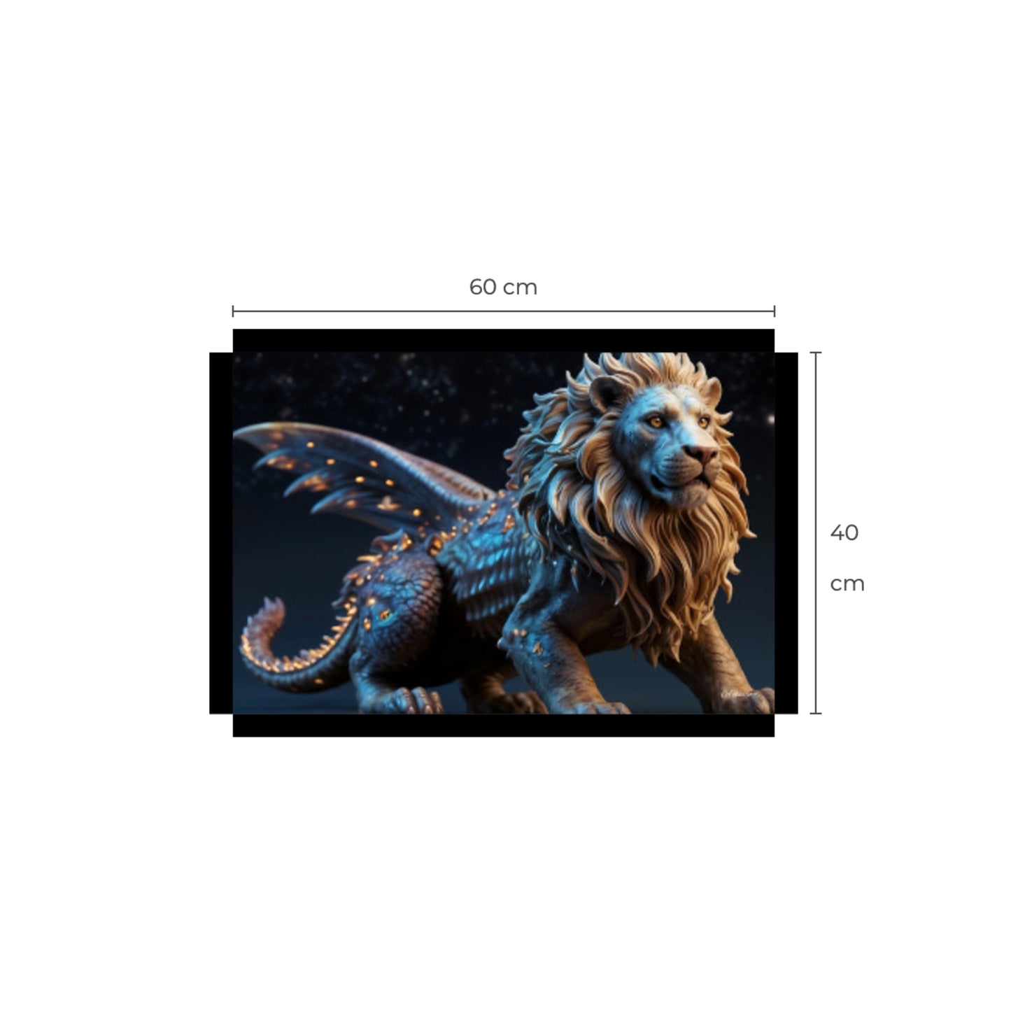 Epic and Huge Winged Mythological Lion Canvas Art Print