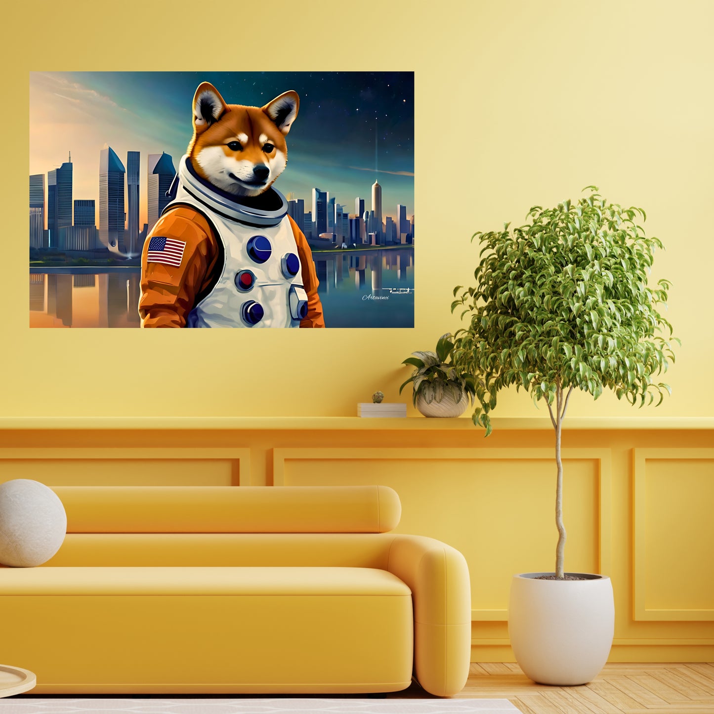 Shiba Inu Astronaut Dog Canvas Art