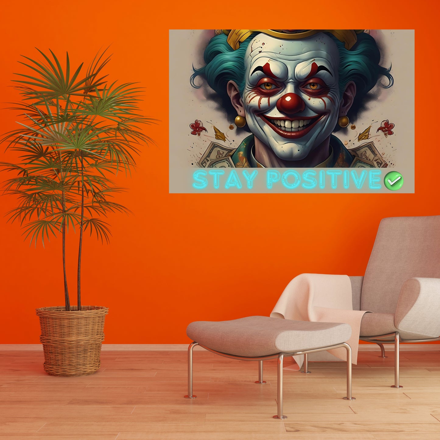 Stay Positive Clown Motivation Canvas Art
