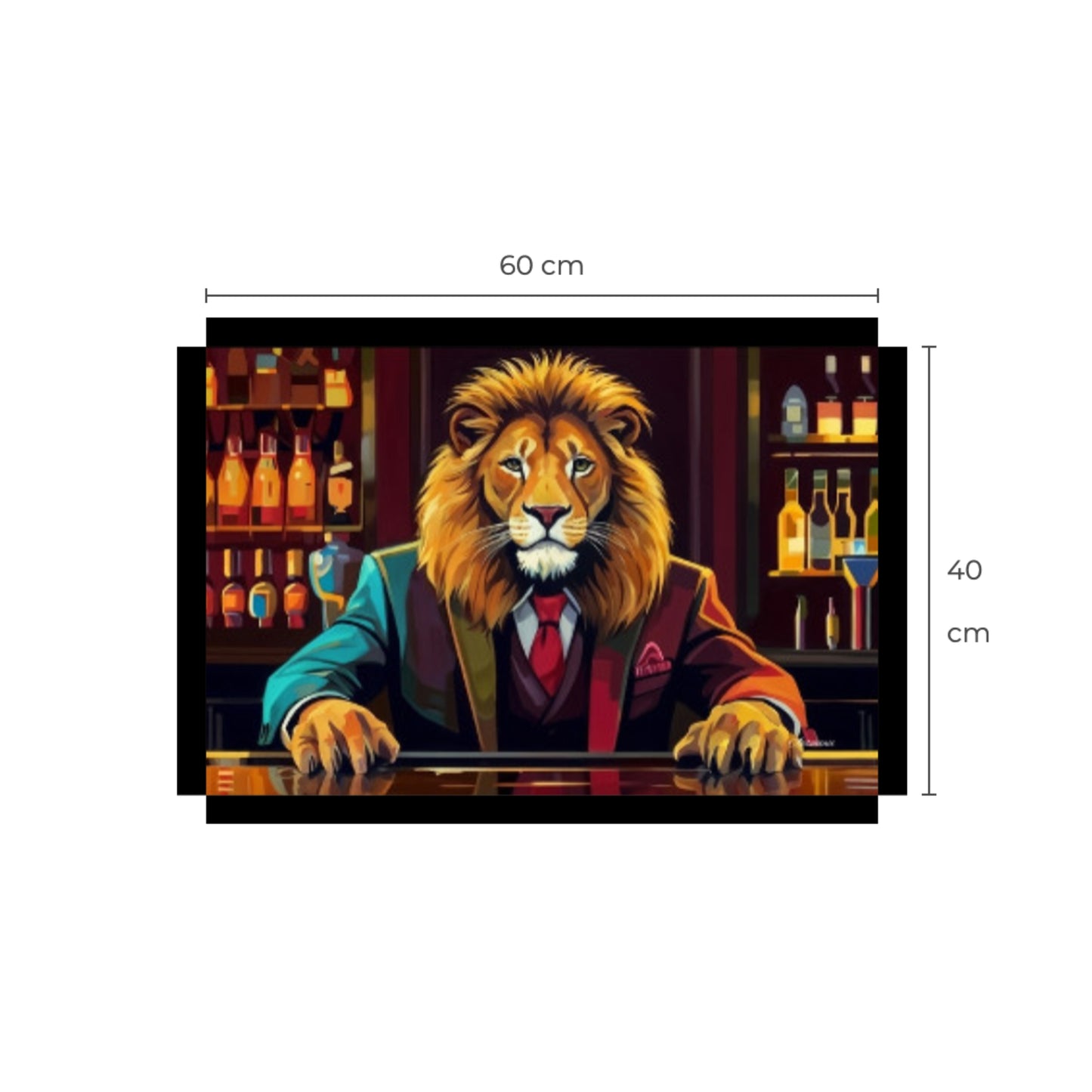 Barman Lion Canvas Wall Art, Cocktail Bar Lion Painting, Home Decor, Bar Design Decor, Office Decor