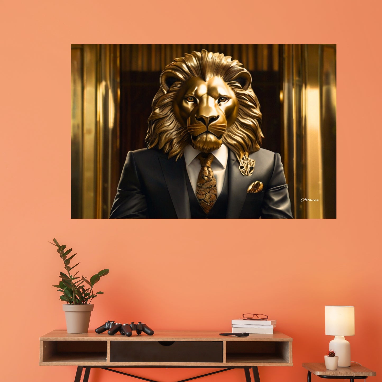 Golden Lion Businessman Wall Art