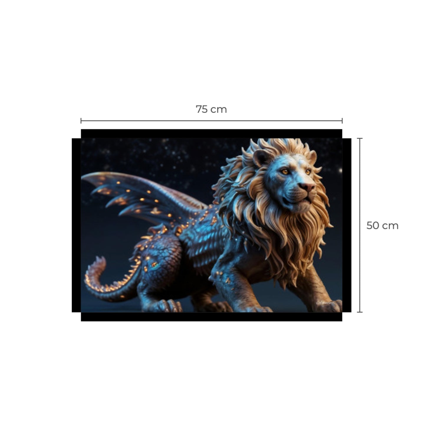 Epic and Huge Winged Mythological Lion Canvas Art Print