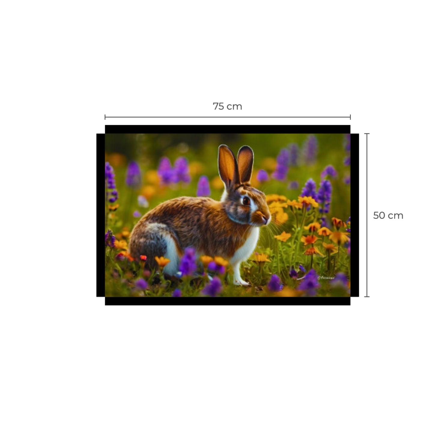 Cute Rabbit in Flower Garden Canvas Art