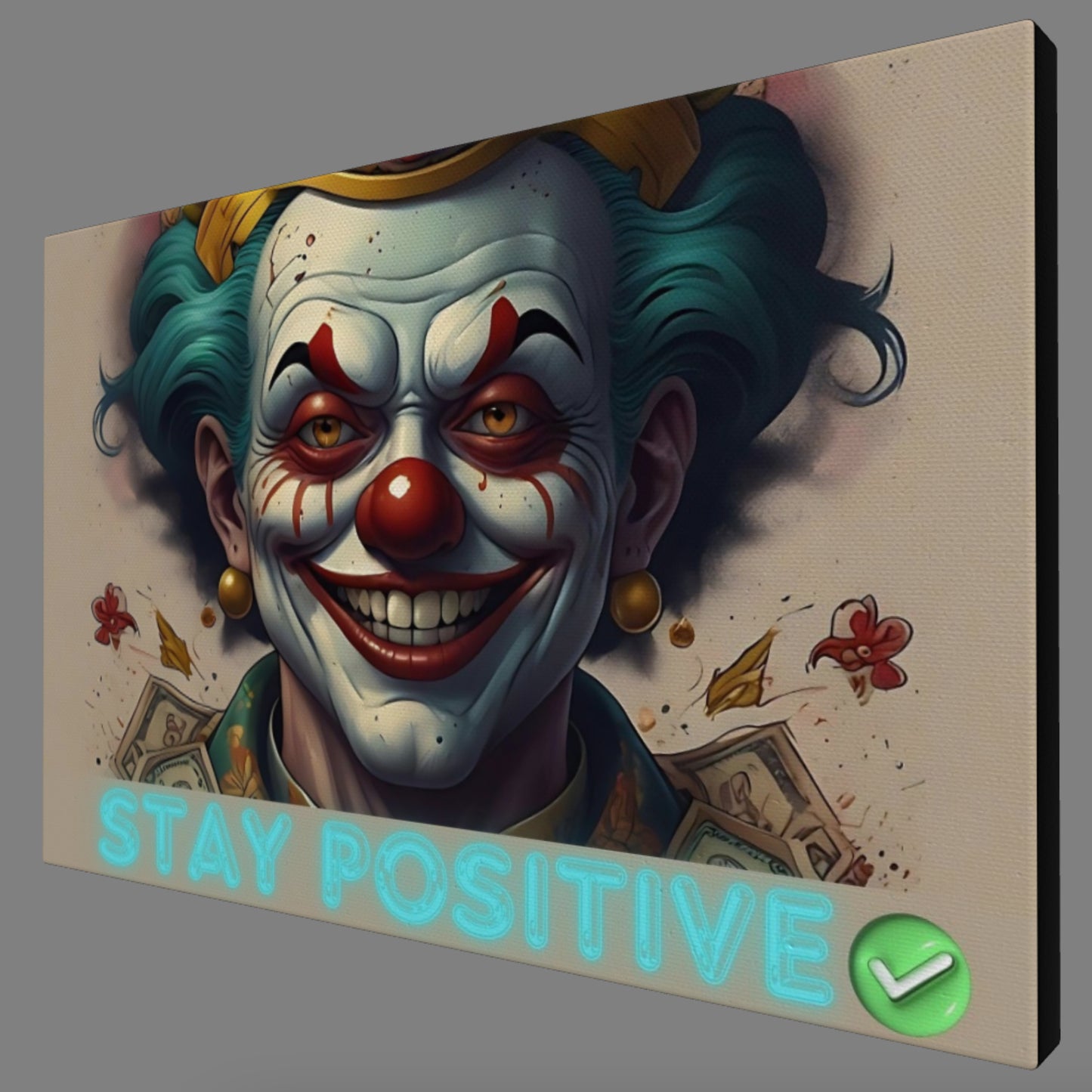 Stay Positive Clown Motivation Canvas Art