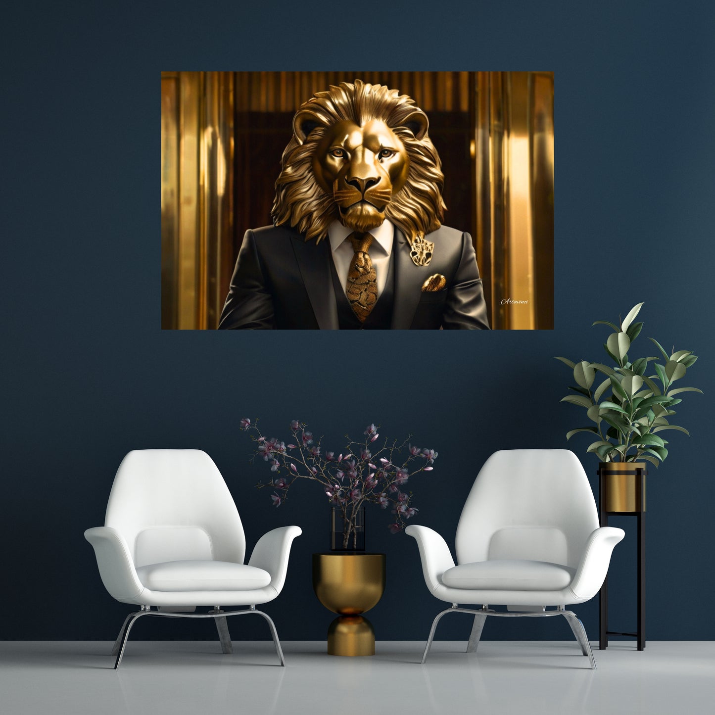 Golden Lion Businessman Wall Art