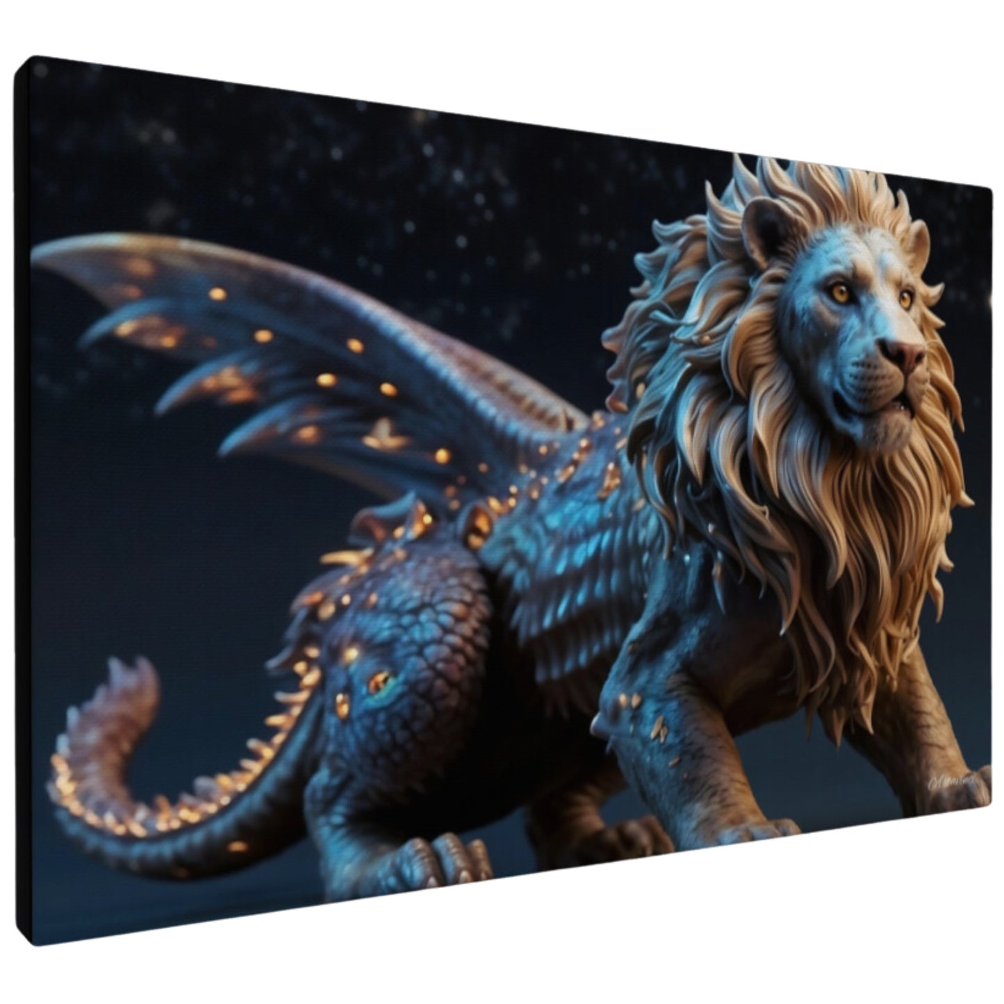Epic and Huge Winged Mythological Lion Canvas Art Print