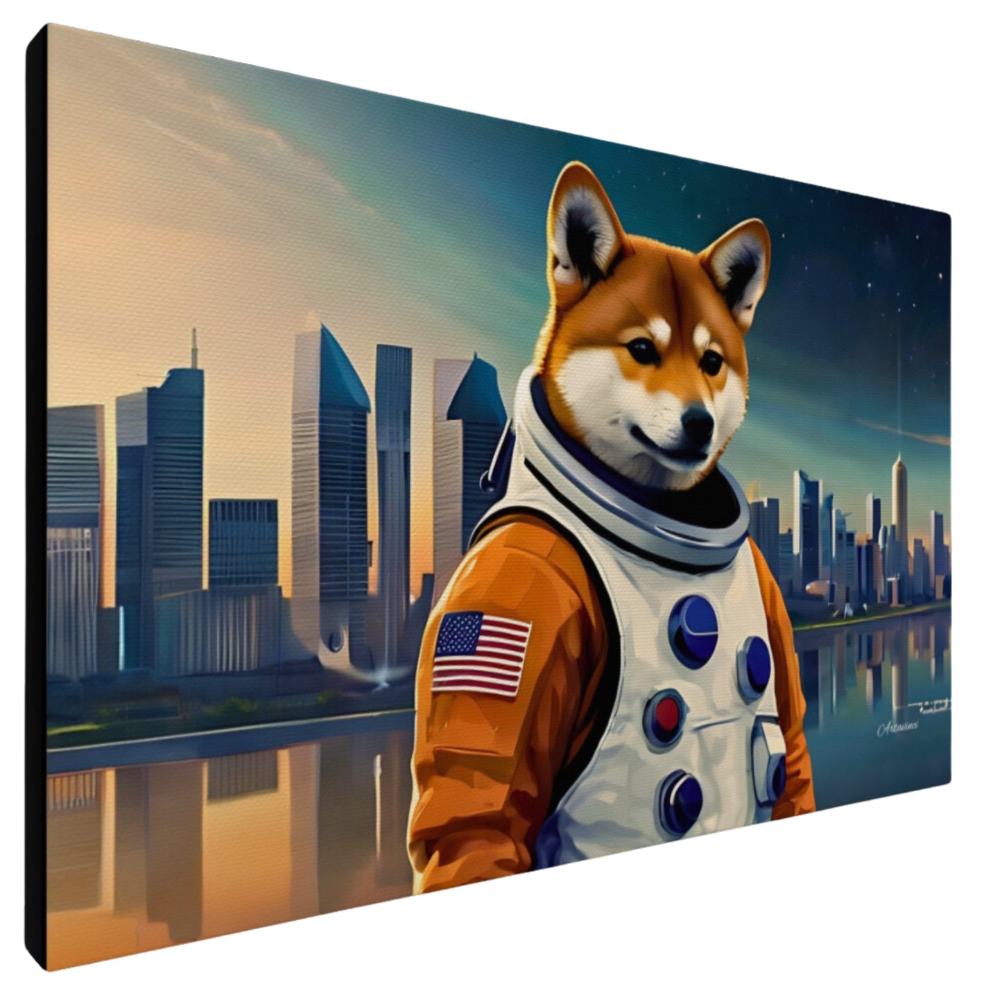 Shiba Inu Astronaut Dog Canvas Art