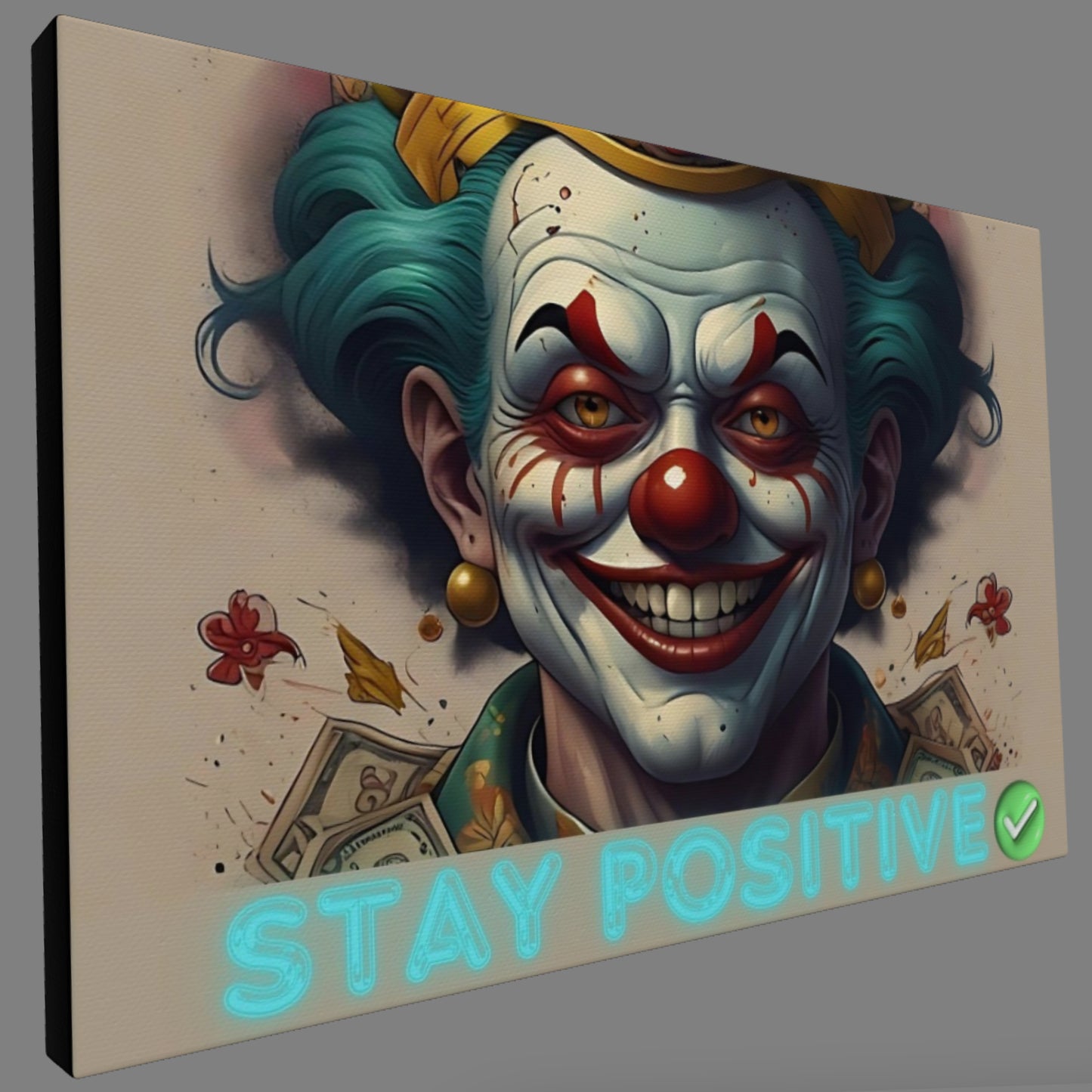 Stay Positive Clown Motivation Canvas Art