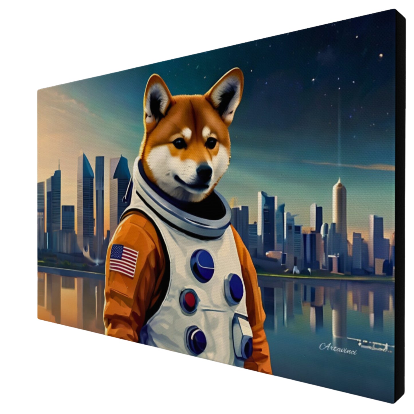 Shiba Inu Astronaut Dog Canvas Art
