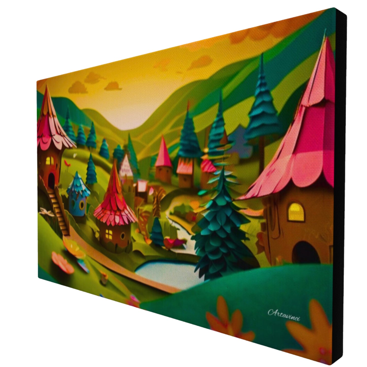 Small House Fairytale Village Canvas Art Print