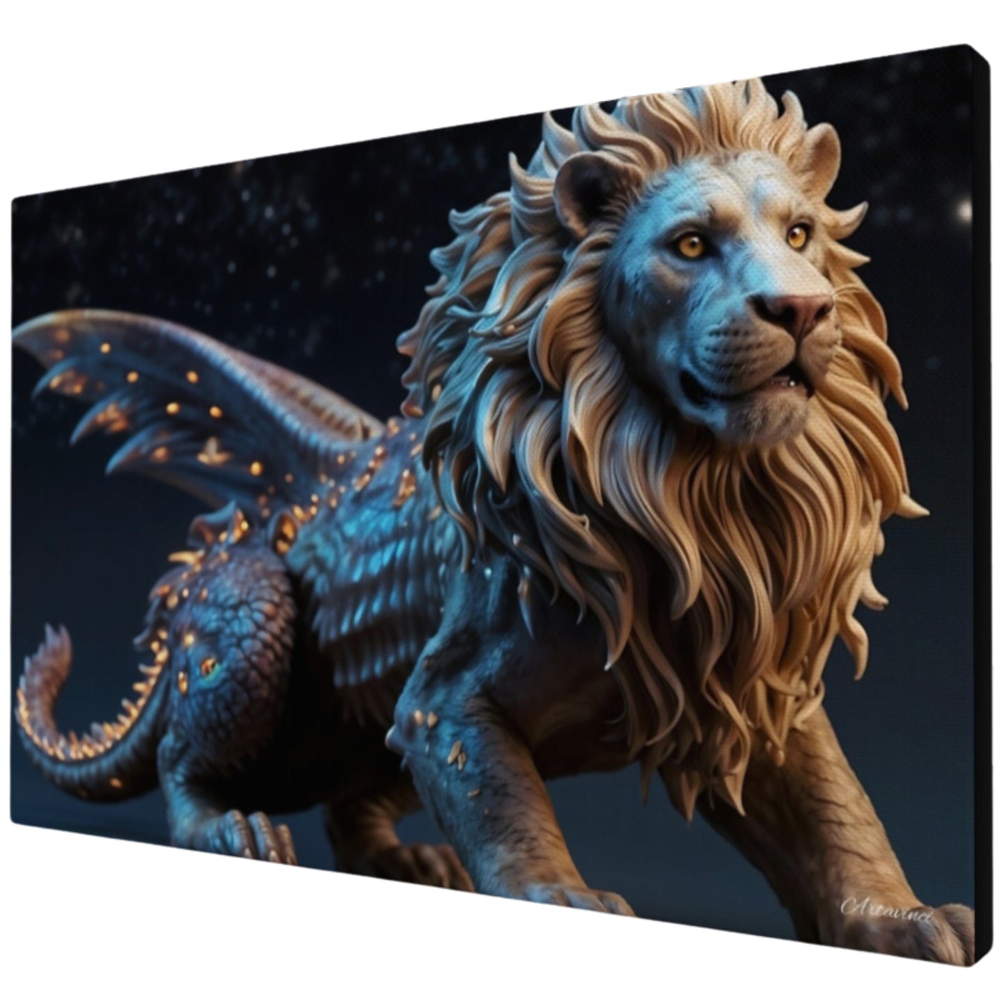 Epic and Huge Winged Mythological Lion Canvas Art Print