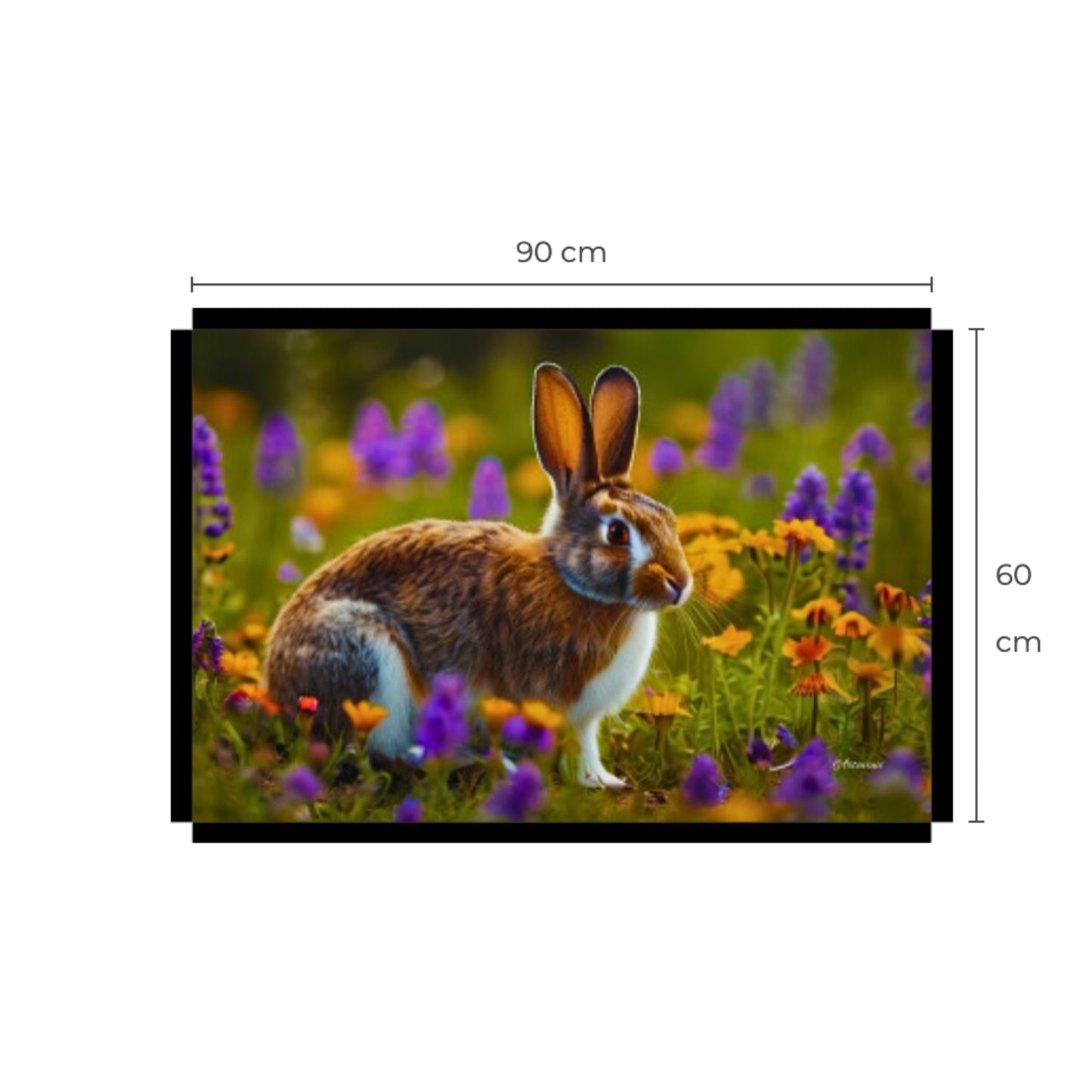 Cute Rabbit in Flower Garden Canvas Art