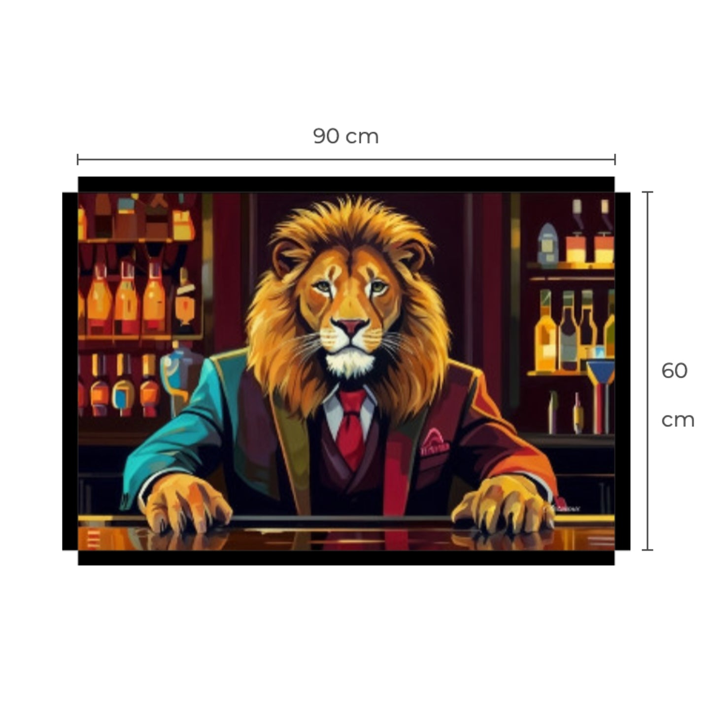 Barman Lion Canvas Wall Art, Cocktail Bar Lion Painting, Home Decor, Bar Design Decor, Office Decor