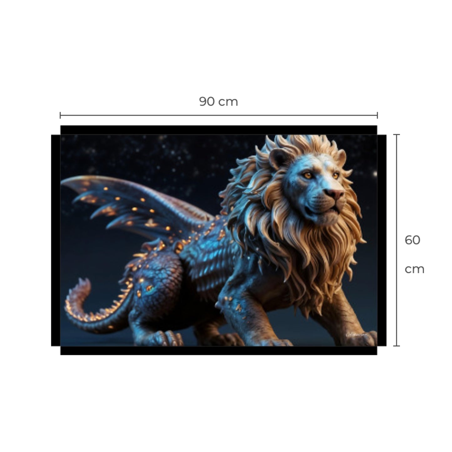 Epic and Huge Winged Mythological Lion Canvas Art Print