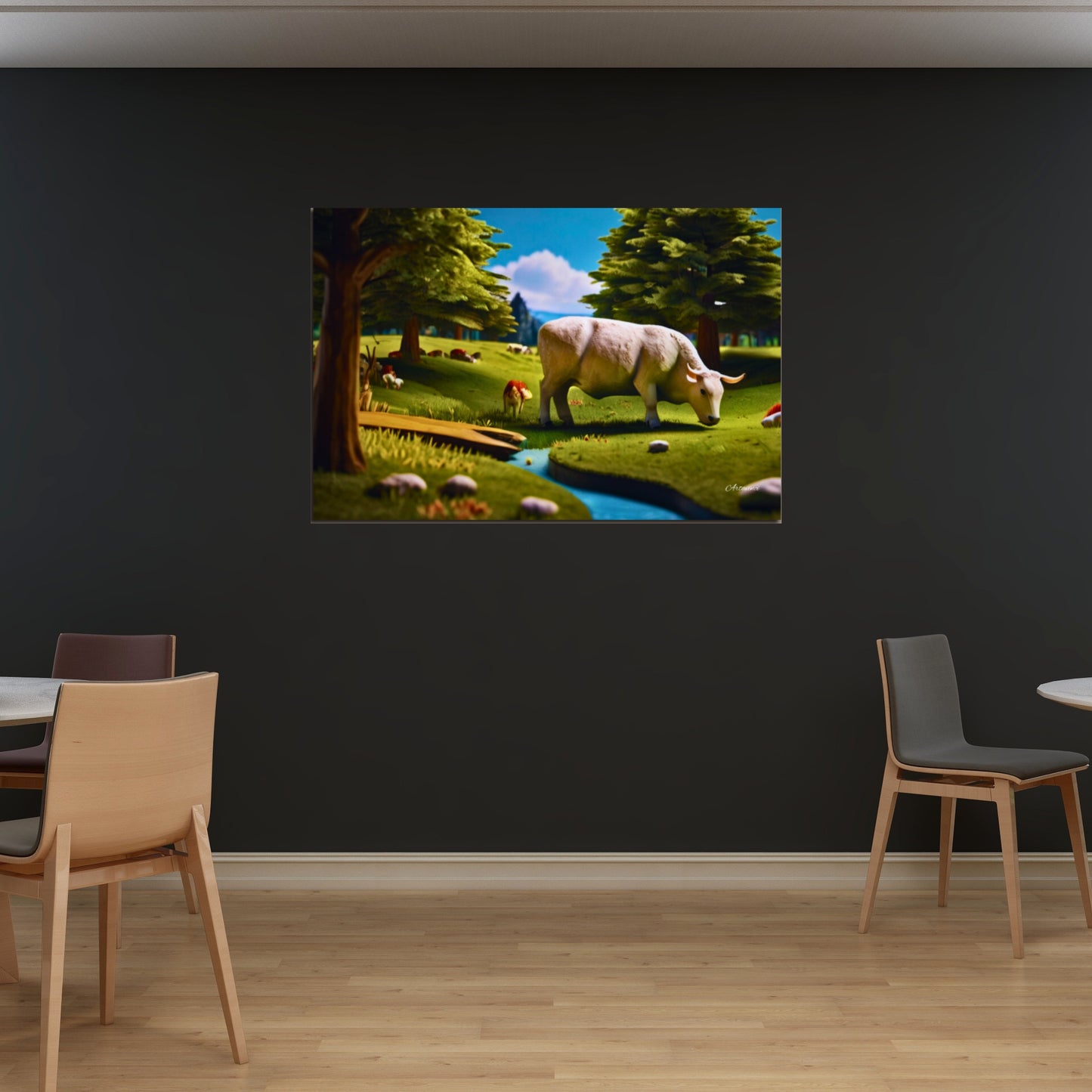 Countryside Cow Farm Art