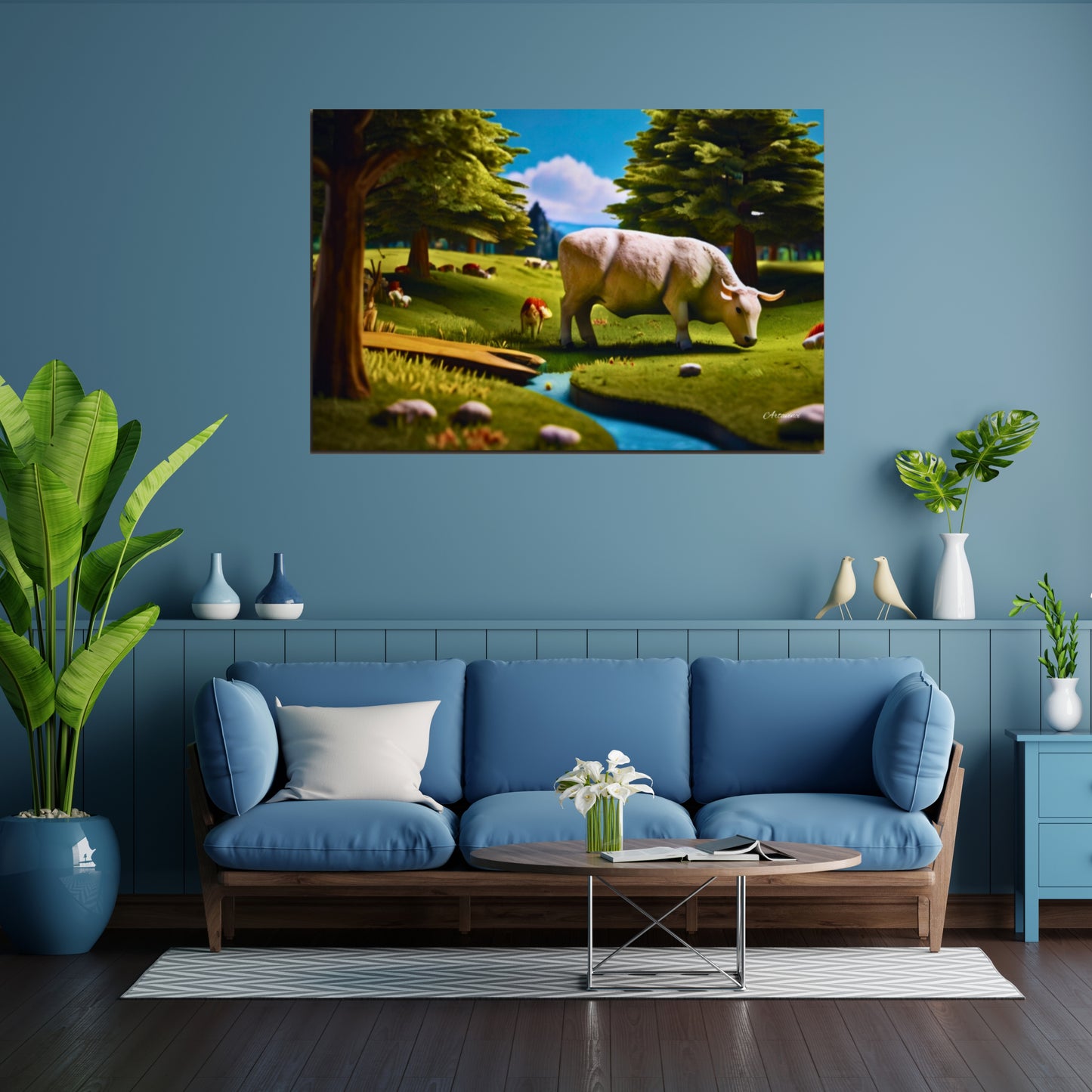 Countryside Cow Farm Art