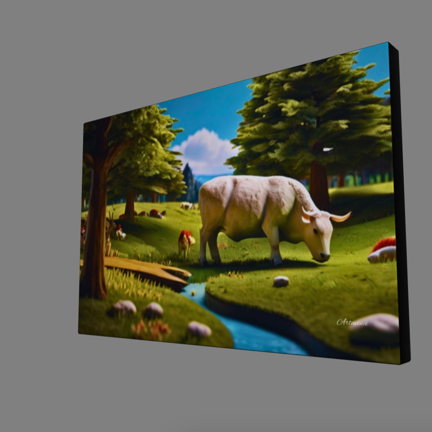 Countryside Cow Farm Art