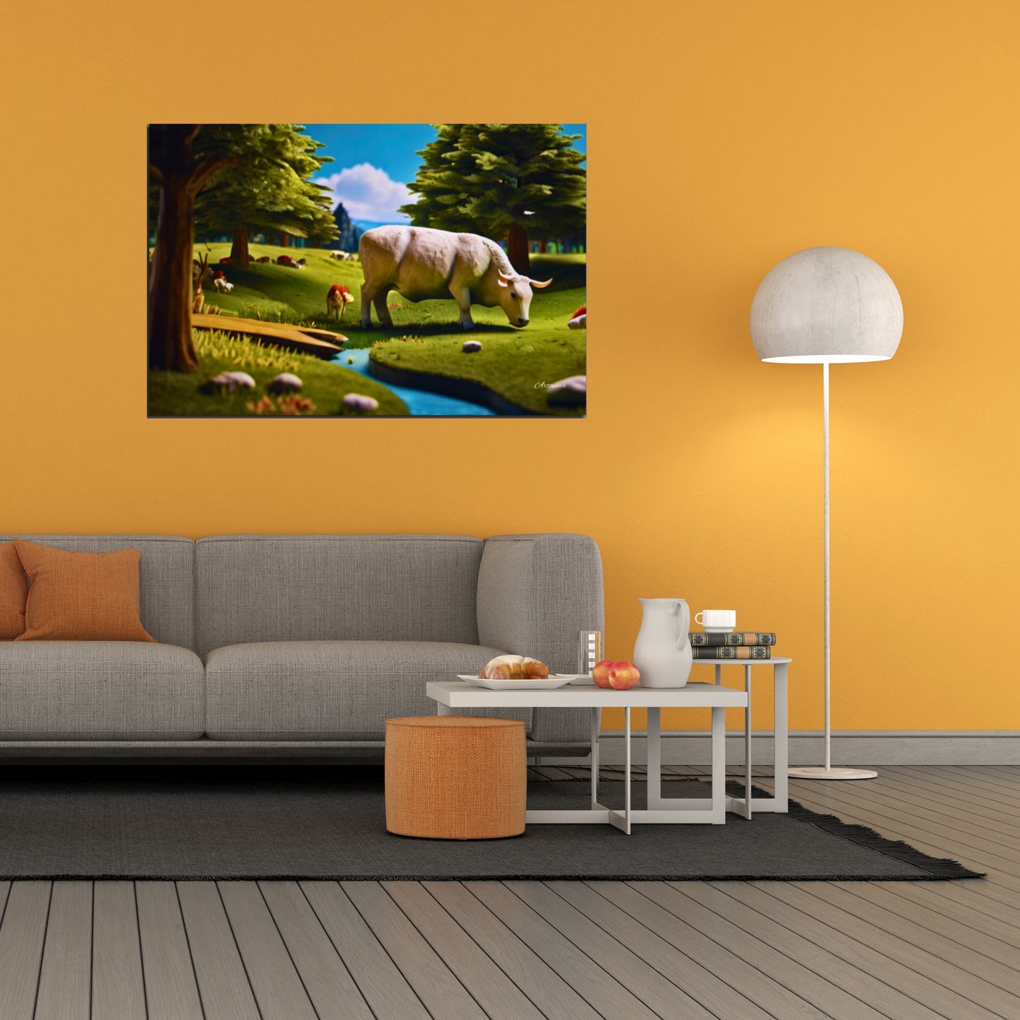Countryside Cow Farm Art