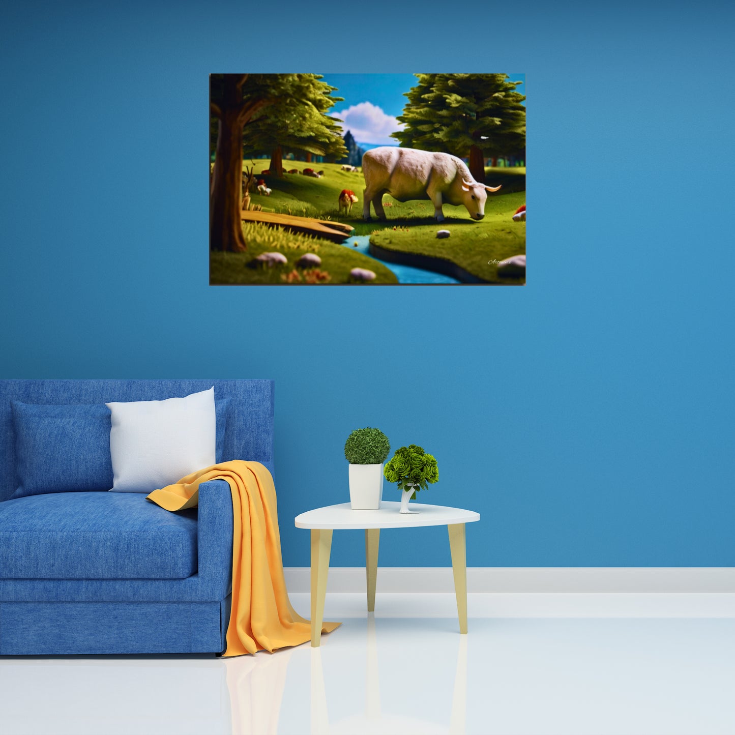 Countryside Cow Farm Art