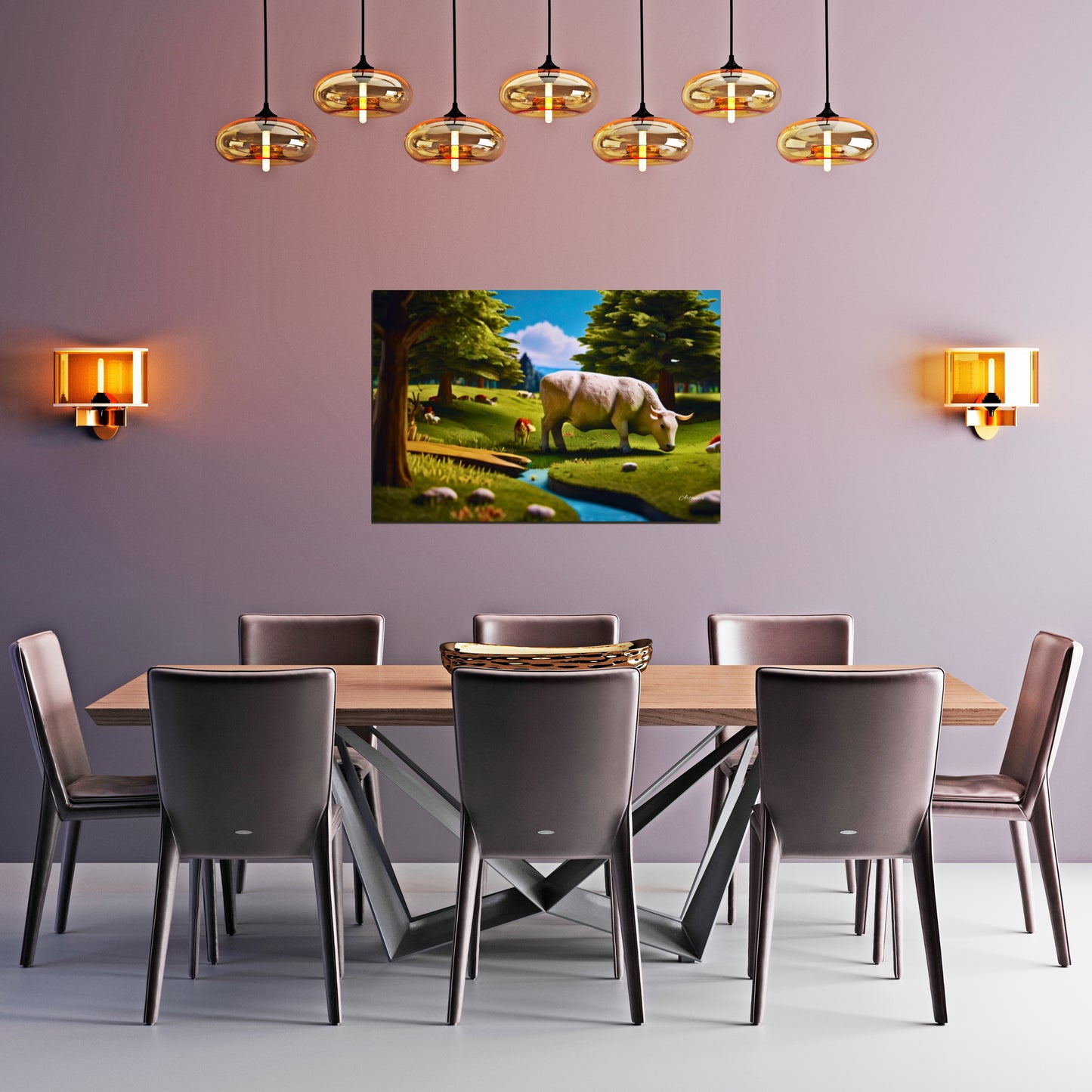 Countryside Cow Farm Art