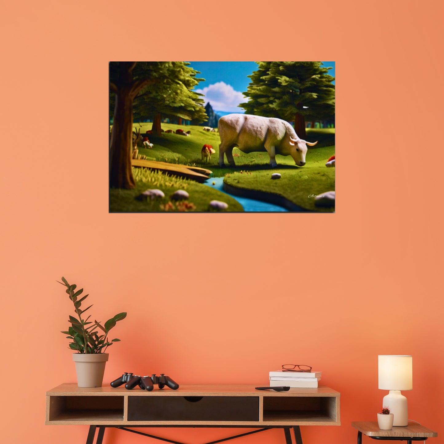 Countryside Cow Farm Art