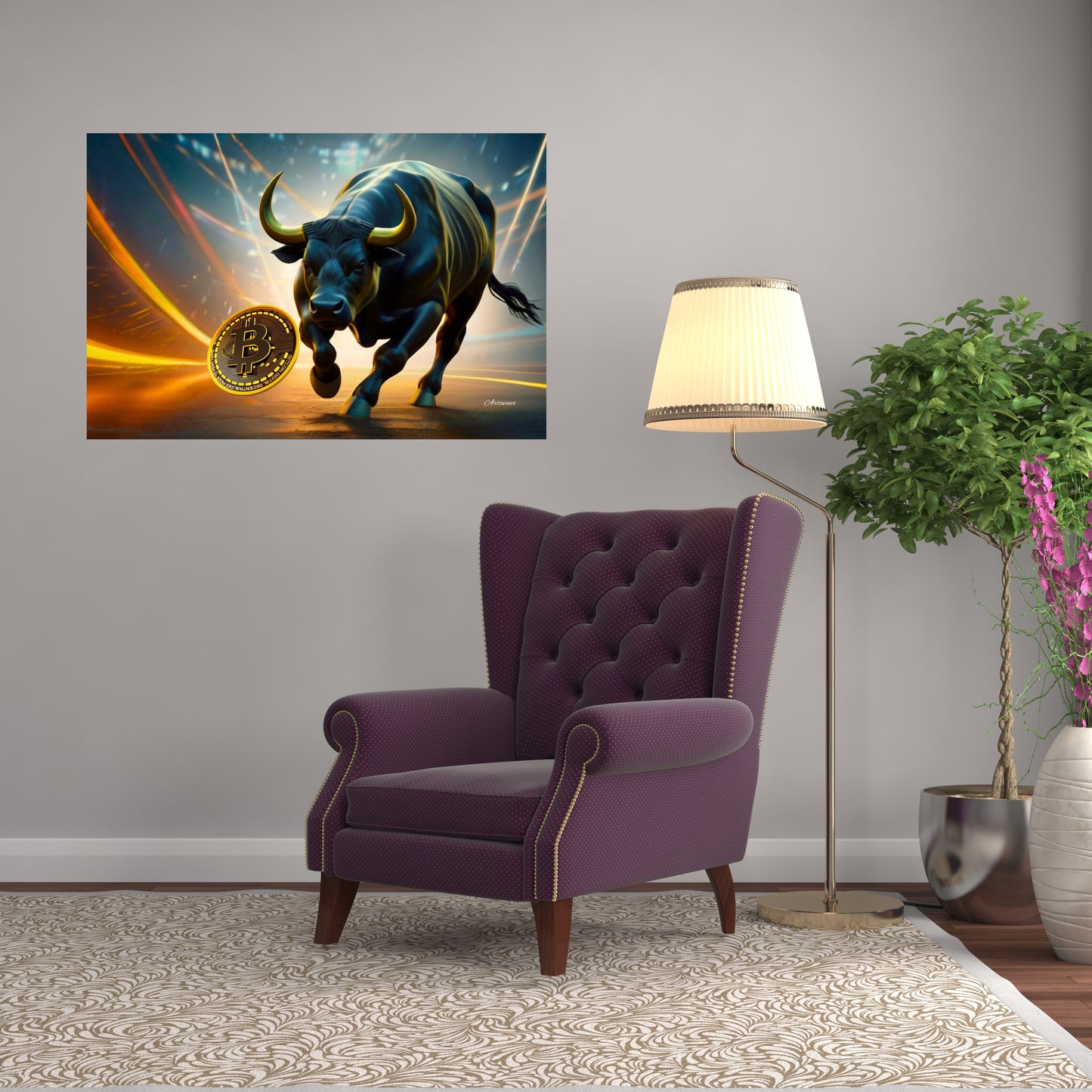 Bullrun Crypto Bull Bitcoin Canvas Art