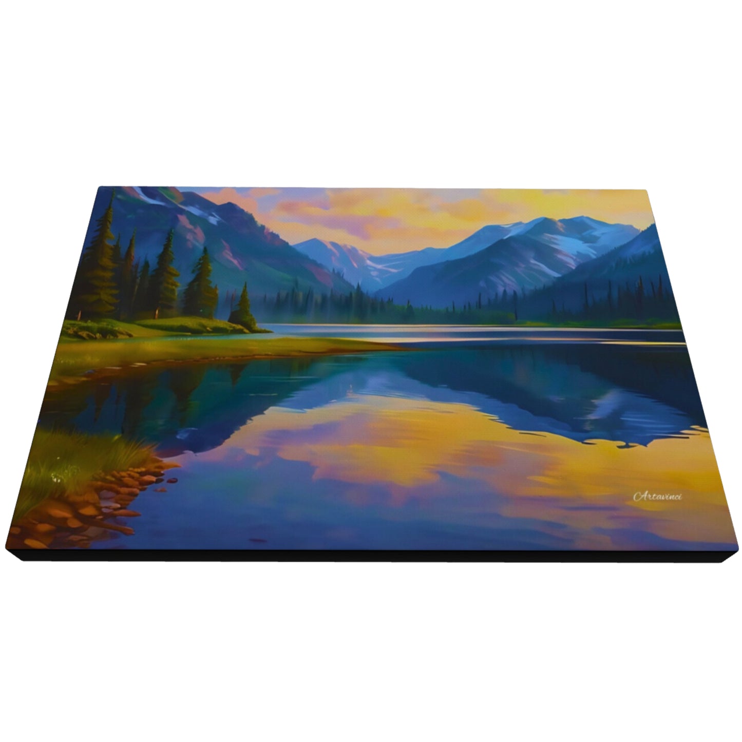 Mountain lake landscape canvas art