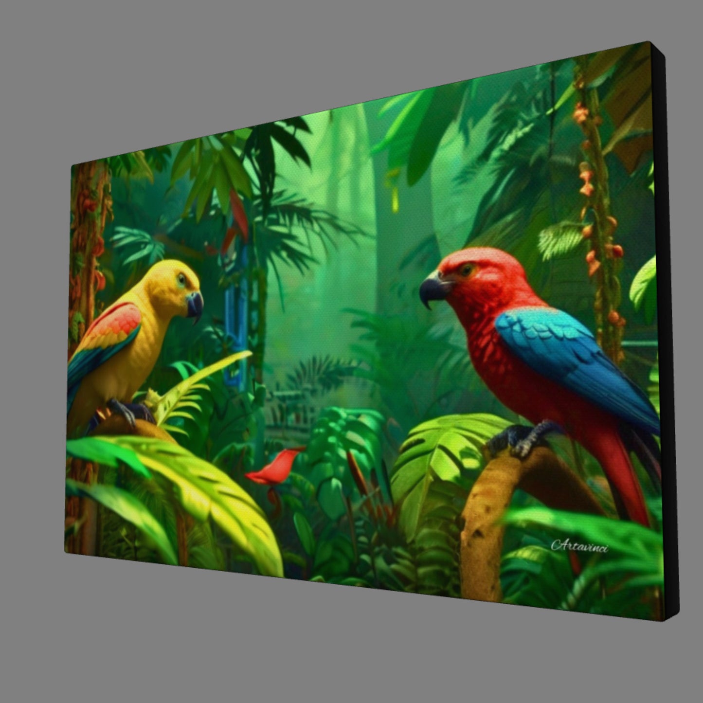 Forest Parrots Canvas Wall Art