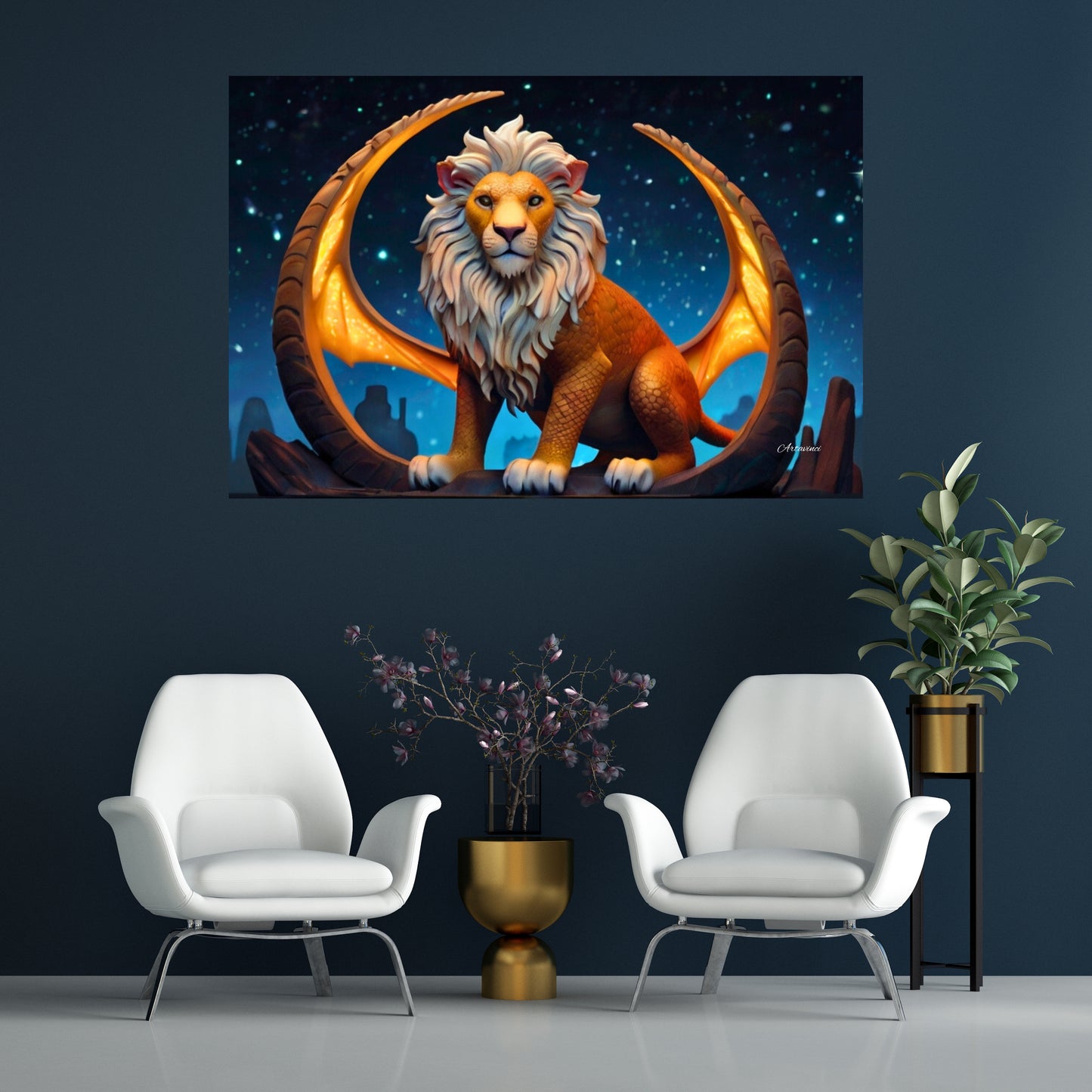 Winged Lion Mythical Creature Wall Art