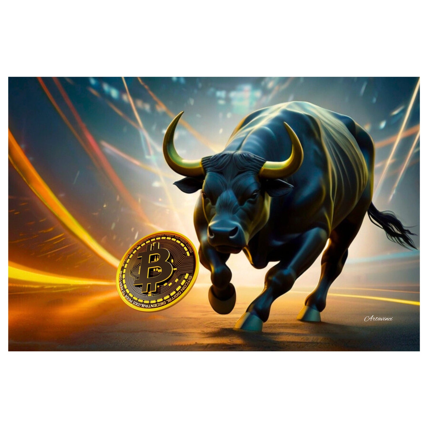 Bullrun Crypto Bull Bitcoin Canvas Art