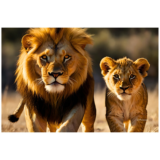 Big Lion Father And His Son Canvas Art