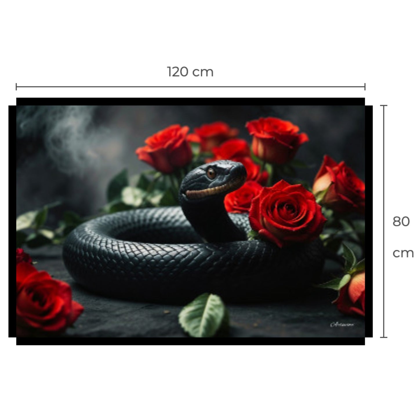 Black Snake Love Roses Canvas Art Print