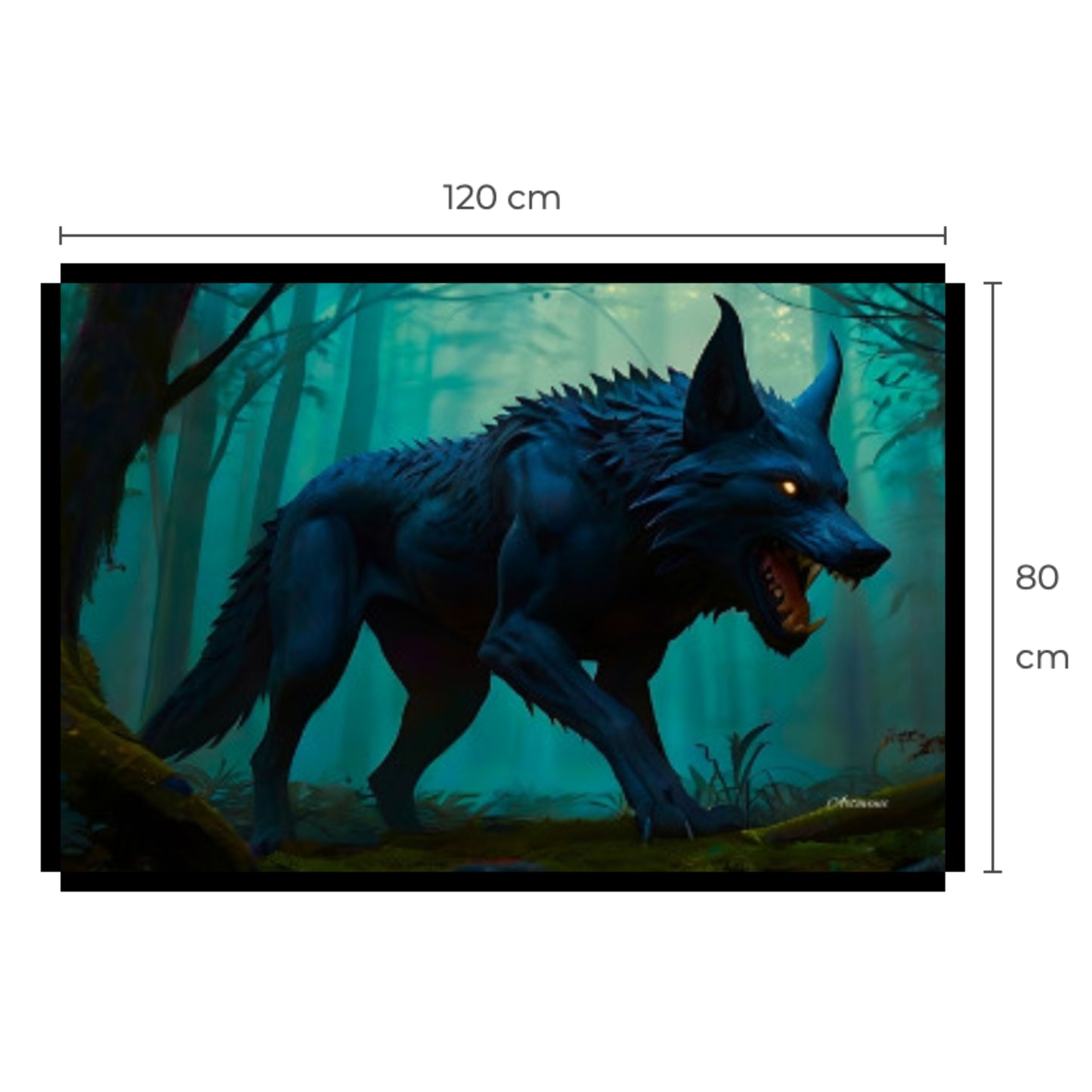 Scary Stalking Black Wolf Canvas Art